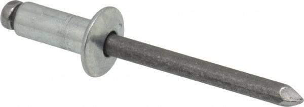 Marson - Button Head Steel Open End Blind Rivet - Steel Mandrel, 0.251" to 3/8" Grip, 1/2" Head Diam, 0.257" to 0.261" Hole Diam, 5/8" Length Under Head, 1/4" Body Diam - USA Tool & Supply