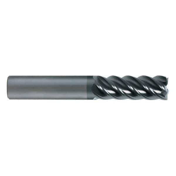 SGS - 20mm, 75mm LOC, 20mm Shank Diam, 150mm OAL, 5 Flute, Solid Carbide Square End Mill - Single End, AlTiN Finish, Spiral Flute, 45° Helix, Centercutting, Right Hand Cut, Right Hand Flute, Series 55ML - USA Tool & Supply
