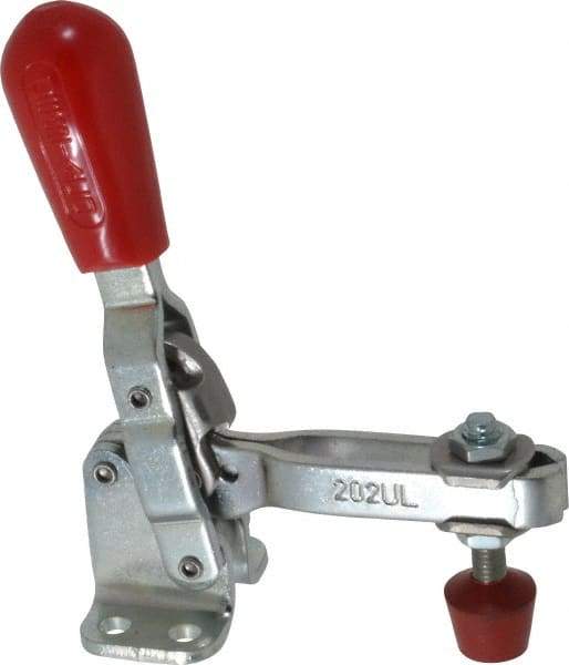 De-Sta-Co - 200 Lb Holding Capacity, Vertical Handle, Manual Hold Down Toggle Clamp - 65° Handle Movement, 105° Bar Opening, U-Bar, Flanged Base, Electro-Plated Zinc, Carbon Steel - USA Tool & Supply