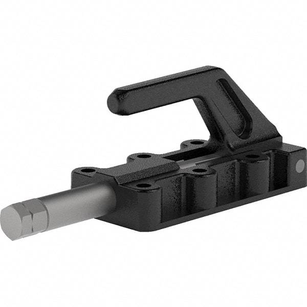 De-Sta-Co - 1,650 Lb Load Capacity, Flanged Base, Carbon Steel, Standard Straight Line Action Clamp - 6 Mounting Holes, 0.33" Mounting Hole Diam, 3/4" Plunger Diam, Straight Handle - USA Tool & Supply