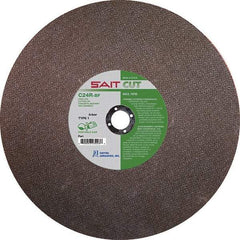 Sait - 14" 24 Grit Silicon Carbide Cutoff Wheel - 1/8" Thick, 20mm Arbor, 5,460 Max RPM, Use with Portable Tools - USA Tool & Supply
