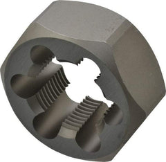 Irwin Hanson - 1-1/4 - 12 UNF Thread, 2-3/16" Hex, Right Hand Thread, Hex Rethreading Die - Carbon Steel, 1" Thick - Exact Industrial Supply