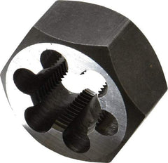 Interstate - M22x1.50 Metric Fine Thread, 1-5/8" Hex, Right Hand Thread, Hex Rethreading Die - Carbon Steel, 7/8" Thick - Exact Industrial Supply