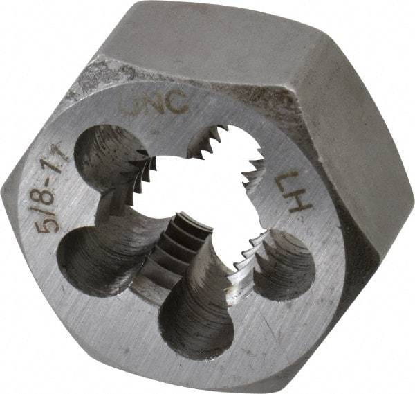 Interstate - 5/8-11 UNC Thread, 1-1/4" Hex, Left Hand Thread, Hex Rethreading Die - Carbon Steel, 5/8" Thick - Exact Industrial Supply