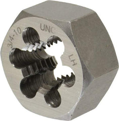 Interstate - 3/4-10 UNC Thread, 1-7/16" Hex, Left Hand Thread, Hex Rethreading Die - Carbon Steel, 3/4" Thick - Exact Industrial Supply