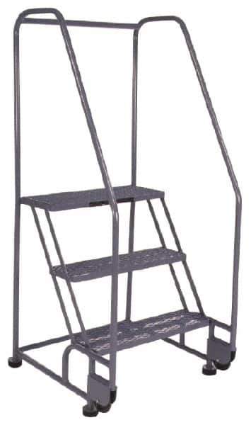 PW Platforms - 2 Step, 50 Inch Overall Height, Grip Strut Tread, Tilt and Roll Safety Ladder - 350 Lb. Load Capacity, 20 Inch Platform Height, 28 Inch Base Width x 24 Inch Base Depth - USA Tool & Supply