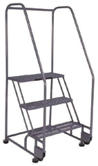 PW Platforms - 2 Step, 50 Inch Overall Height, Grip Strut Tread, Tilt and Roll Safety Ladder - 350 Lb. Load Capacity, 20 Inch Platform Height, 28 Inch Base Width x 24 Inch Base Depth - USA Tool & Supply