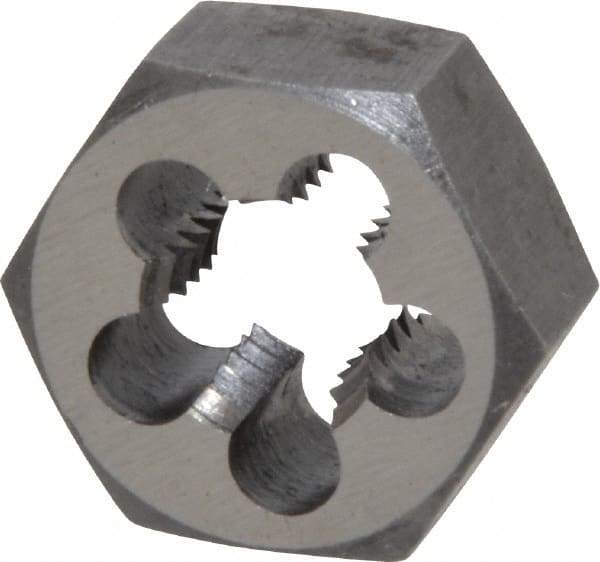 Interstate - 7/16-14 UNC Thread, 7/8" Hex, Right Hand Thread, Hex Rethreading Die - High Speed Steel, 7/16" Thick - Exact Industrial Supply