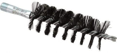 Schaefer Brush - 4-1/2" Brush Length, 1-3/4" Diam, Double Stem, Single Spiral Flue Brush - 7-1/2" Long, Tempered Steel Wire, 1/4" NPSM Male Connection - USA Tool & Supply