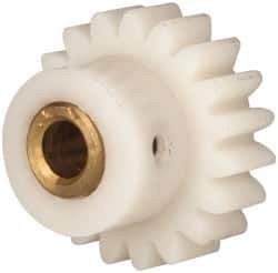 Made in USA - 24 Pitch, 0.791" Pitch Diam, 7/8" OD, 19 Tooth Spur Gear - 1/4" Face Width, 3/16" Bore Diam, 35/64" Hub Diam, 20° Pressure Angle, Acetal - USA Tool & Supply