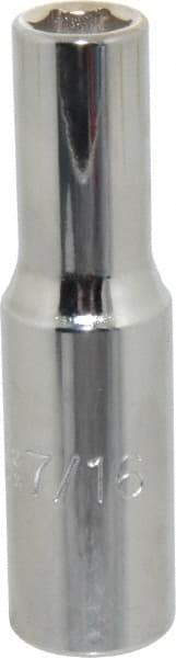 Proto - 7/16", 1/2" Drive, Deep Hand Socket - 6 Points, 3-1/4" OAL, Chrome Finish - USA Tool & Supply