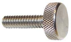 Morton Machine Works - M6x1.00 Knurled Shoulderless Grade 303 Stainless Steel Thumb Screw - 22mm OAL, 13mm Head Diam x 6mm Head Height - USA Tool & Supply