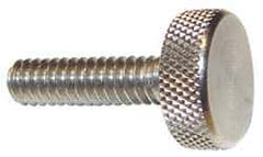 Morton Machine Works - M6x1.00 Knurled Shoulderless Grade 303 Stainless Steel Thumb Screw - 22mm OAL, 13mm Head Diam x 6mm Head Height - USA Tool & Supply