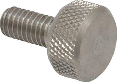 Morton Machine Works - M4x0.70 Knurled Shoulderless Grade 303 Stainless Steel Thumb Screw - 14mm OAL, 9.5mm Head Diam x 5mm Head Height - USA Tool & Supply