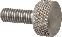 Morton Machine Works - M4x0.70 Knurled Shoulderless Grade 303 Stainless Steel Thumb Screw - 16mm OAL, 9.5mm Head Diam x 5mm Head Height - USA Tool & Supply