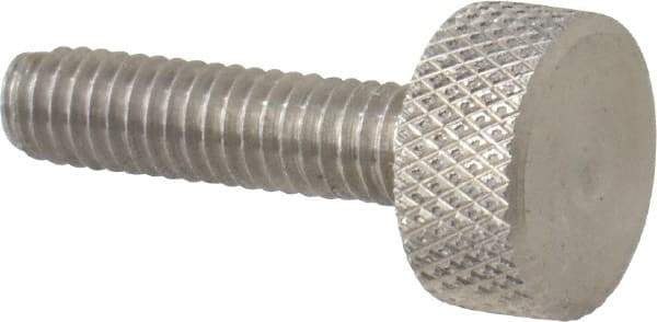 Morton Machine Works - M4x0.70 Knurled Shoulderless Grade 303 Stainless Steel Thumb Screw - 21mm OAL, 9.5mm Head Diam x 5mm Head Height - USA Tool & Supply