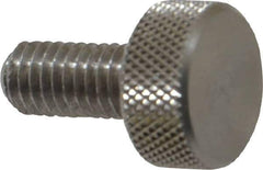 Morton Machine Works - M6x1.00 Knurled Shoulderless Grade 303 Stainless Steel Thumb Screw - 19mm OAL, 13mm Head Diam x 6mm Head Height - USA Tool & Supply