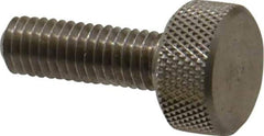 Morton Machine Works - M6x1.00 Knurled Shoulderless Grade 303 Stainless Steel Thumb Screw - 25mm OAL, 13mm Head Diam x 6mm Head Height - USA Tool & Supply