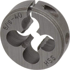 Interstate - 5/16-40 UNS Thread, 1" Outside Diam High Speed Steel Round Die - Right Hand Thread, Adjustable - Exact Industrial Supply