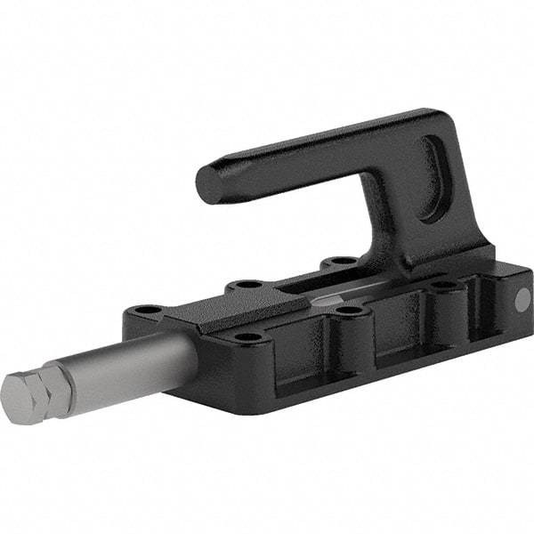 De-Sta-Co - 3,960 Lb Load Capacity, Flanged Base, Carbon Steel, Standard Straight Line Action Clamp - 6 Mounting Holes, 0.41" Mounting Hole Diam, 0.87" Plunger Diam, Straight Handle - USA Tool & Supply