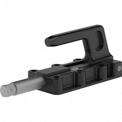 De-Sta-Co - 3,960 Lb Load Capacity, Flanged Base, Carbon Steel, Standard Straight Line Action Clamp - 6 Mounting Holes, 0.41" Mounting Hole Diam, 0.87" Plunger Diam, Straight Handle - USA Tool & Supply