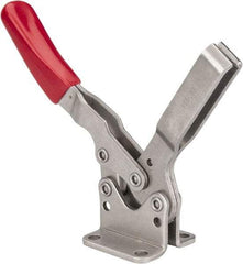 De-Sta-Co - 850 Lb Holding Capacity, Horizontal Handle, Manual Hold Down Toggle Clamp - 70° Handle Movement, 92° Bar Opening, U-Bar, Flanged Base, Electro-Plated Zinc, Stainless Steel - USA Tool & Supply