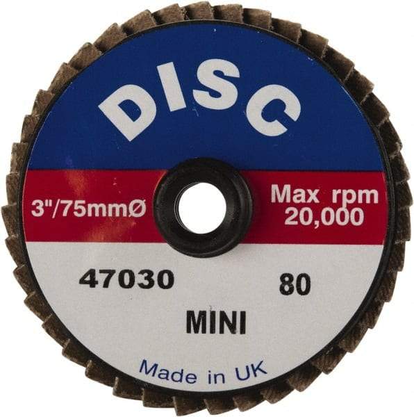 Garryson - 40 Grit, 3" Disc Diam, Type 27 Zirconia Alumina Flap Disc - 20,000 Max RPM, Nylon Backing, Quick Change Type S Attaching System, Coated - USA Tool & Supply