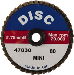Garryson - 40 Grit, 3" Disc Diam, Type 27 Zirconia Alumina Flap Disc - 20,000 Max RPM, Nylon Backing, Quick Change Type S Attaching System, Coated - USA Tool & Supply