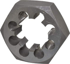 Interstate - 2-12 UNS Thread, 3-1/2" Hex, Right Hand Thread, Hex Rethreading Die - Carbon Steel, 1-1/4" Thick - Exact Industrial Supply