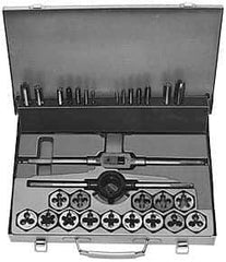 Interstate - #4-40 to 1-14 Tap, NPT, UNC, UNF, Tap and Die Set - High Speed Steel, High Speed Steel Taps, Nonadjustable, 64 Piece Set with Metal Case - Exact Industrial Supply