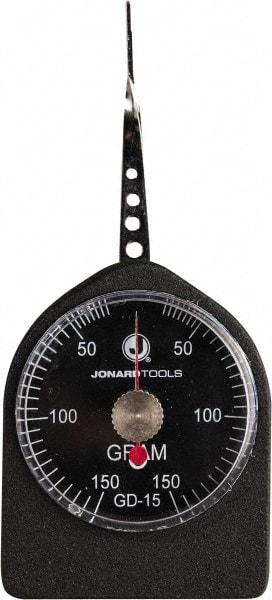 Jonard Tools - 0.33 Lb. Capacity, Mechanical Tension and Compression Force Gage - 5 gf Resolution, Aluminum Housing - USA Tool & Supply