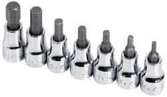 SK - 7 Piece 3/8" Drive Inch Hex Bit Socket Set - 1/8 to 3/8" Hex - USA Tool & Supply