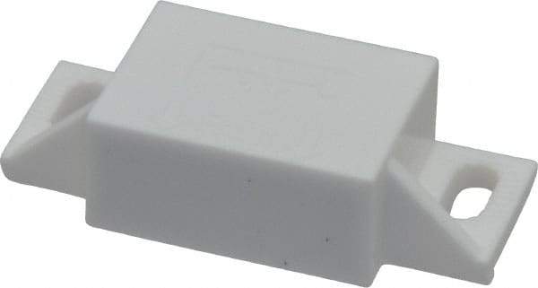 Sugatsune - 1-31/32" Long x 53/64" Wide x 1/2" High, Polyacetal, Neodymium & 316 Stainless Sealed Neodymium Magnet Catch - White Finish, 9.9 Magnetic Force, 15/16" Long Strike, 19/32" Wide Strike - USA Tool & Supply