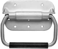 Value Collection - 4-3/4" Wide Plate x 2-3/4" High Plate, 4-3/8" Bail ID, Spring Loaded Chest Handle - 5.06" Wide x 4-3/8" High, 0.199" Mounting Hole Diam, Caustic Dipped & Alodine Finish - USA Tool & Supply