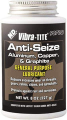 Vibra-Tite - 8 oz Can Anti-Seize Anti-Seize Lubricant - Aluminum/Copper/Graphite, -65 to 1,600°F, Silver Colored, Water Resistant - USA Tool & Supply