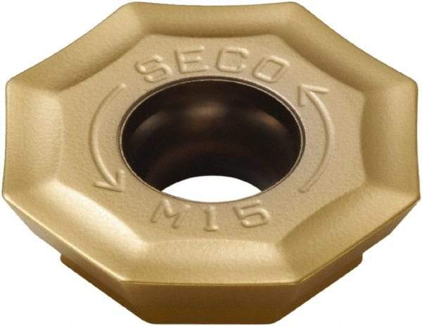 Seco - OFMT070405 M15 Grade F40M Carbide Milling Insert - TiAlN/TiN Finish, 0.1913" Thick, 0.7094" Inscribed Circle - USA Tool & Supply