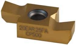 Seco - 2520EAR FA Grade CP500, 1/4" Cutting Width Carbide Grooving Insert - 1/4" Max Depth of Cut, Right Hand, TiAlN/TiN Finish - USA Tool & Supply