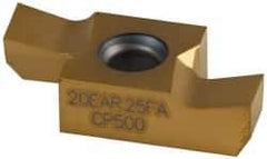 Seco - 2520EAR FA Grade CP500, 1/4" Cutting Width Carbide Grooving Insert - 1/4" Max Depth of Cut, Right Hand, TiAlN/TiN Finish - USA Tool & Supply
