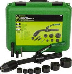 Greenlee - 11 Piece, 1/2 to 2" Punch Hole Diam, Hydraulic Punch Driver Kit - Round Punch, 10 Gage Mild Steel - USA Tool & Supply