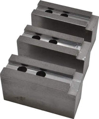 H & R Manufacturing - 15" Chuck Capacity, 1.5mm x 60° Serrated Attachment, Square Soft Lathe Chuck Jaw - 3 Jaws, Steel, 1.69" Btw Mount Hole Ctrs, 6-1/2" Long x 2-1/2" Wide x 3-1/2" High, 0.866" Groove, 20mm Fastener - USA Tool & Supply