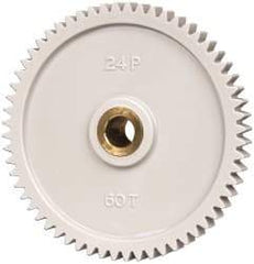 Made in USA - 24 Pitch, 2-1/2" Pitch Diam, 2.583" OD, 60 Tooth Spur Gear - 1/4" Face Width, 5/16" Bore Diam, 43/64" Hub Diam, 20° Pressure Angle, Acetal - USA Tool & Supply