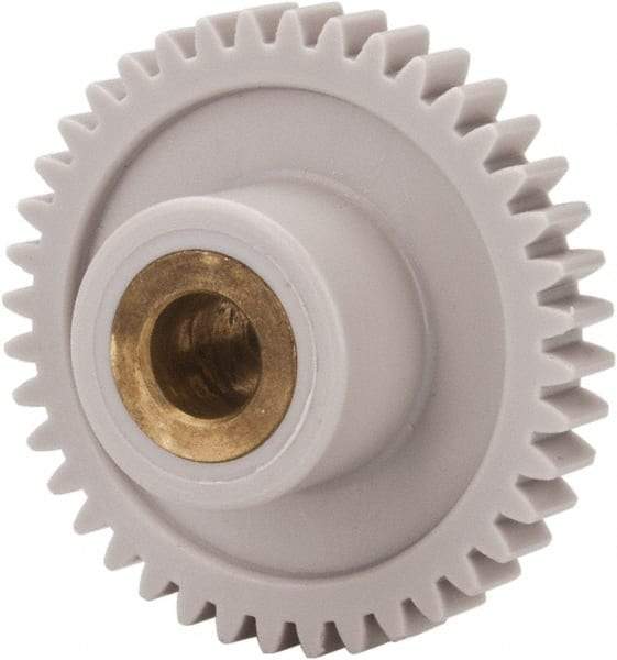 Made in USA - 32 Pitch, 1-1/4" Pitch Diam, 1-5/16" OD, 40 Tooth Spur Gear - 3/16" Face Width, 1/4" Bore Diam, 39/64" Hub Diam, 20° Pressure Angle, Acetal - USA Tool & Supply