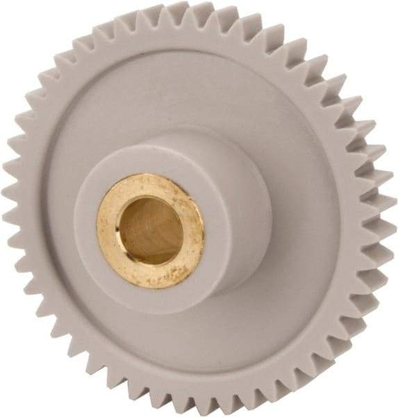 Made in USA - 32 Pitch, 1-1/2" Pitch Diam, 1-9/16" OD, 48 Tooth Spur Gear - 3/16" Face Width, 1/4" Bore Diam, 5/8" Hub Diam, 20° Pressure Angle, Acetal - USA Tool & Supply