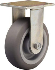 Hamilton - 6" Diam x 2" Wide x 7-1/2" OAH Top Plate Mount Rigid Caster - Rubber Mold on Polyolefin, 410 Lb Capacity, Straight Roller Bearing, 4 x 4-1/2" Plate - USA Tool & Supply