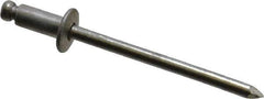 Marson - Button Head Aluminum Open End Blind Rivet - Aluminum Mandrel, 0.032" to 1/8" Grip, 1/4" Head Diam, 0.129" to 0.133" Hole Diam, 0.275" Length Under Head, 1/8" Body Diam - USA Tool & Supply