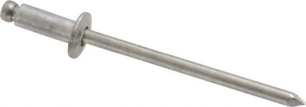 Marson - Button Head Aluminum Open End Blind Rivet - Aluminum Mandrel, 0.126" to 0.187" Grip, 1/4" Head Diam, 0.129" to 0.133" Hole Diam, 0.337" Length Under Head, 1/8" Body Diam - USA Tool & Supply