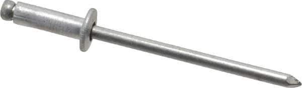 Marson - Button Head Aluminum Open End Blind Rivet - Aluminum Mandrel, 0.188" to 1/4" Grip, 1/4" Head Diam, 0.129" to 0.133" Hole Diam, 0.4" Length Under Head, 1/8" Body Diam - USA Tool & Supply