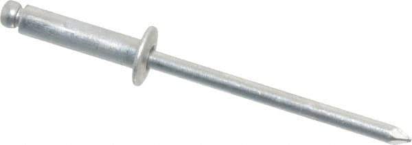 Marson - Button Head Aluminum Open End Blind Rivet - Aluminum Mandrel, 0.313" to 3/8" Grip, 1/4" Head Diam, 0.129" to 0.133" Hole Diam, 0.525" Length Under Head, 1/8" Body Diam - USA Tool & Supply