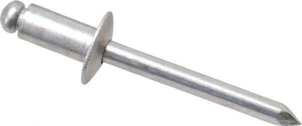 Marson - Button Head Aluminum Open End Blind Rivet - Aluminum Mandrel, 0.126" to 1/4" Grip, 1/2" Head Diam, 0.257" to 0.261" Hole Diam, 1/2" Length Under Head, 1/4" Body Diam - USA Tool & Supply