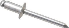 Marson - Button Head Aluminum Open End Blind Rivet - Aluminum Mandrel, 0.126" to 1/4" Grip, 1/2" Head Diam, 0.257" to 0.261" Hole Diam, 1/2" Length Under Head, 1/4" Body Diam - USA Tool & Supply